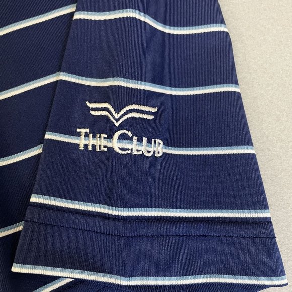 Peter Millar Polo Mens Large L Summer Comfort Blue Golf Striped Polyester Shirt - Picture 4 of 9